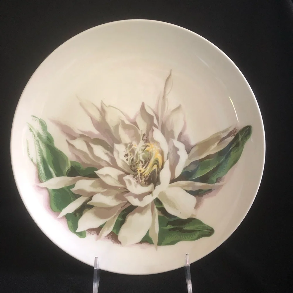 Santa Anita Ware Flowers of Hawaii - Night Blooming Cereus Plate - Made in CA